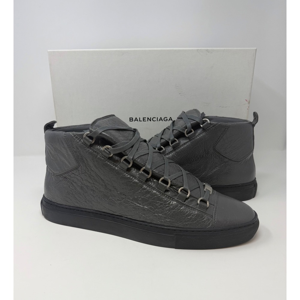 Balenciaga Arena High Top Sneaker Grey Leather Size 11 US 44 EU